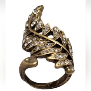 Brasstone Wrap Leaf Ring Size 7 Antique Style NEW